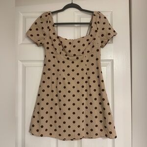 Princess Polly Tan and Brown Polka Dot Dress